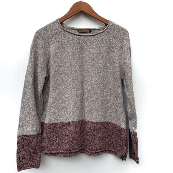 Prana womens Astrid sweater grey and pink side zip detail size Large - Picture 2 of 13